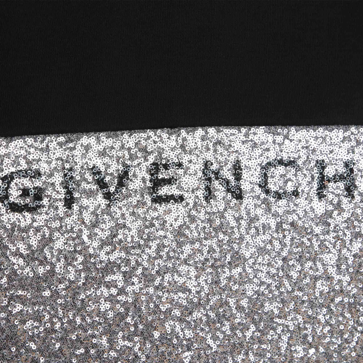 Sweat à capuche bi-matière en molleton et sequins métallisés - Black