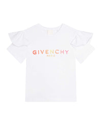 Short-sleeved ruffled T-shirt - White