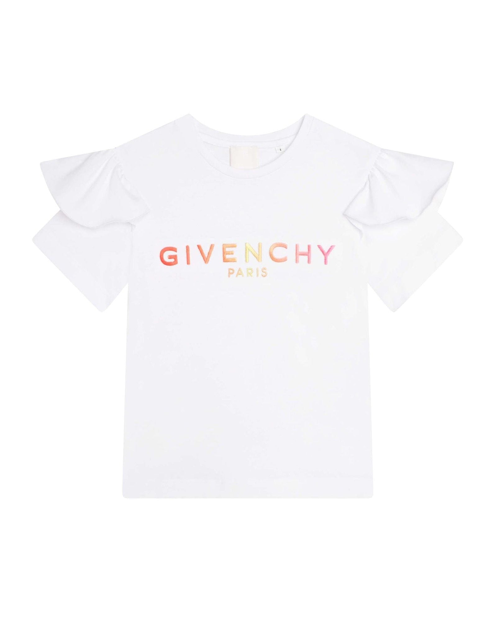 Short-sleeved ruffled T-shirt - White