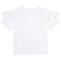 Short-sleeved ruffled T-shirt - White