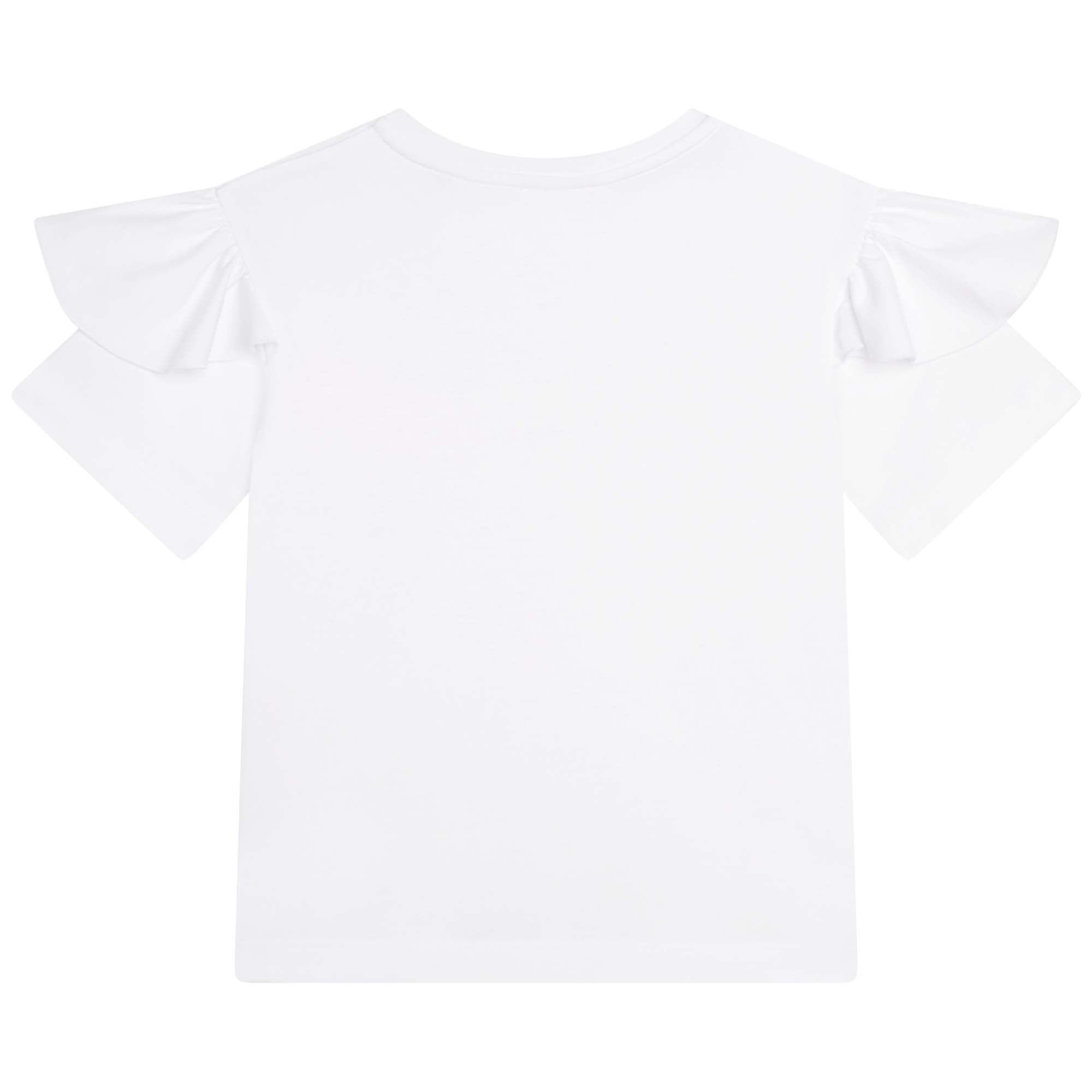 Short-sleeved ruffled T-shirt - White