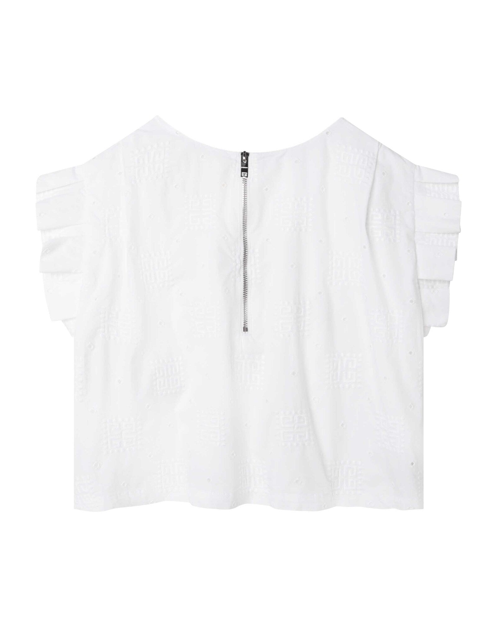 Blouse à broderie anglaise en coton - Blanc