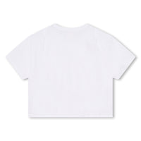 T-shirt court à strass Swarovski en coton - Blanc