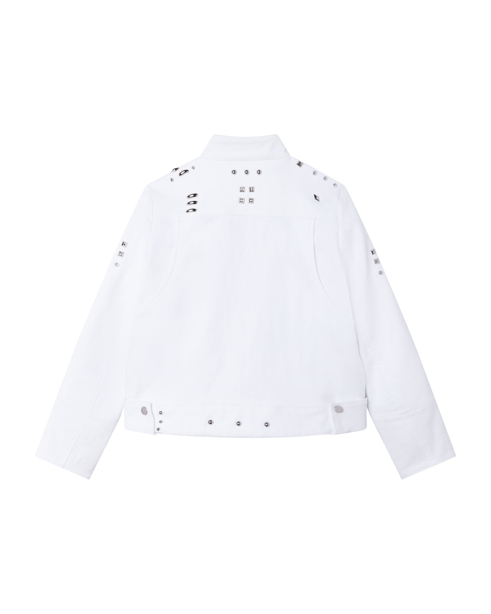 Blouson à studs zippé en coton - Blanc