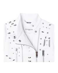 Blouson à studs zippé en coton - Blanc