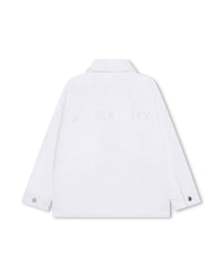 Cotton overshirt jacket with rhinestone logo - White