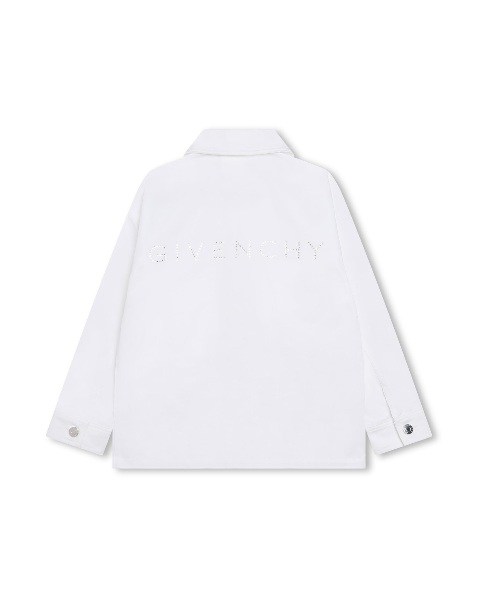 Strass cotton overshirt jacket - White