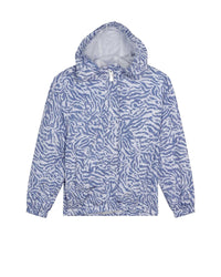 Coupe-vent à capuche déperlant imprimé zebra - Bleu roi