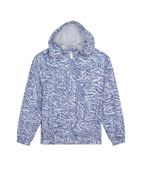 Veste coupe-vent à capuche déperlant imprimé zebra - Bleu Roi