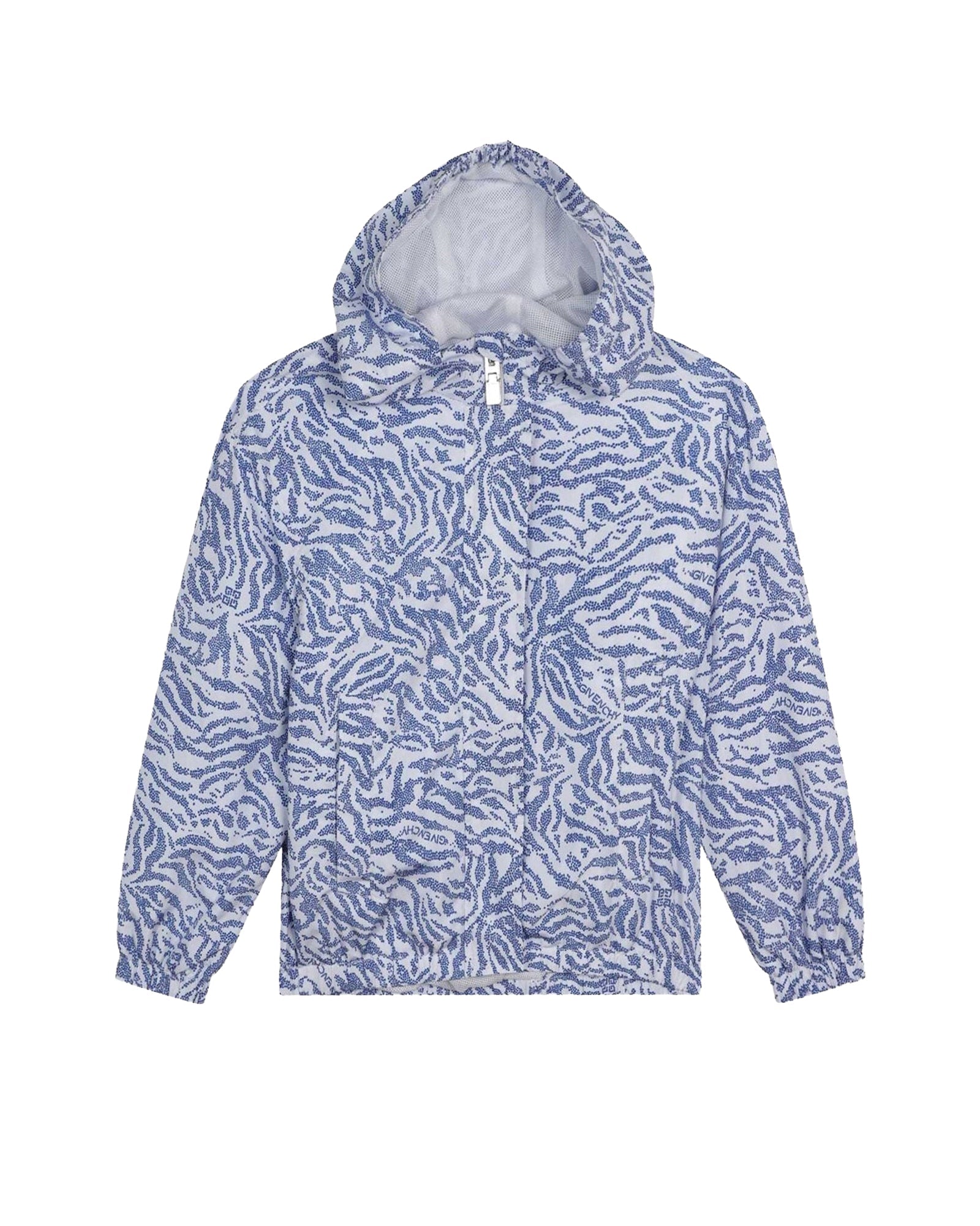 Veste coupe-vent à capuche déperlant imprimé zebra - Bleu Roi