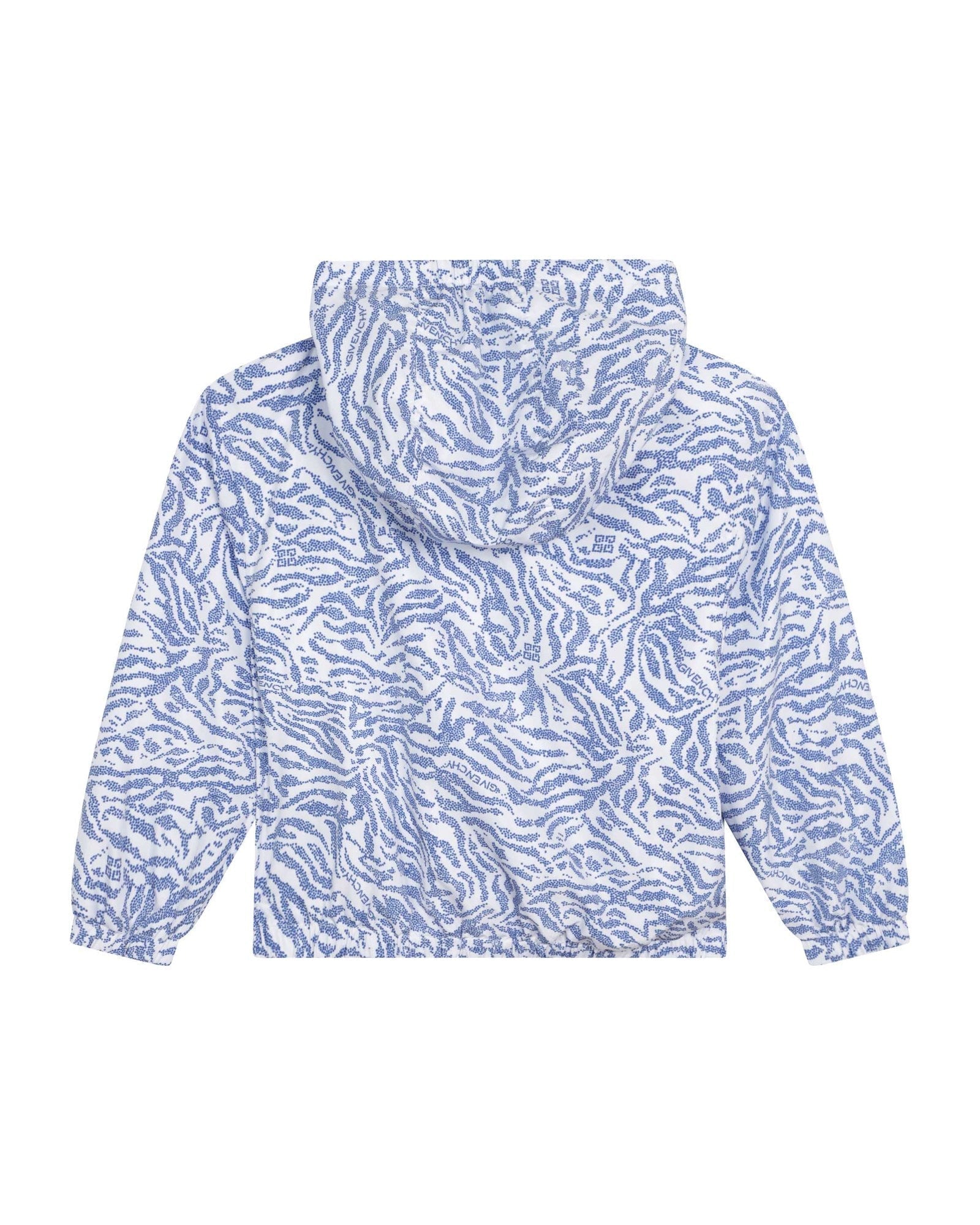 Coupe-vent à capuche déperlant imprimé zebra - Bleu roi