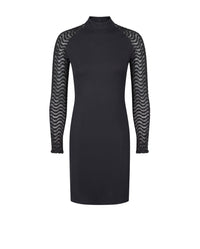 Robe Kim à manches en dentelle raglan - Black