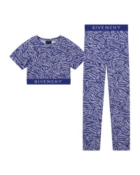 Ensemble T-shirt et legging imprimé zebra - Bleu Roi