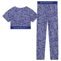Ensemble T-shirt et legging imprimé zebra - Bleu Roi