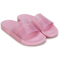 Sandales slide translucide avec sigle - Rose friandise