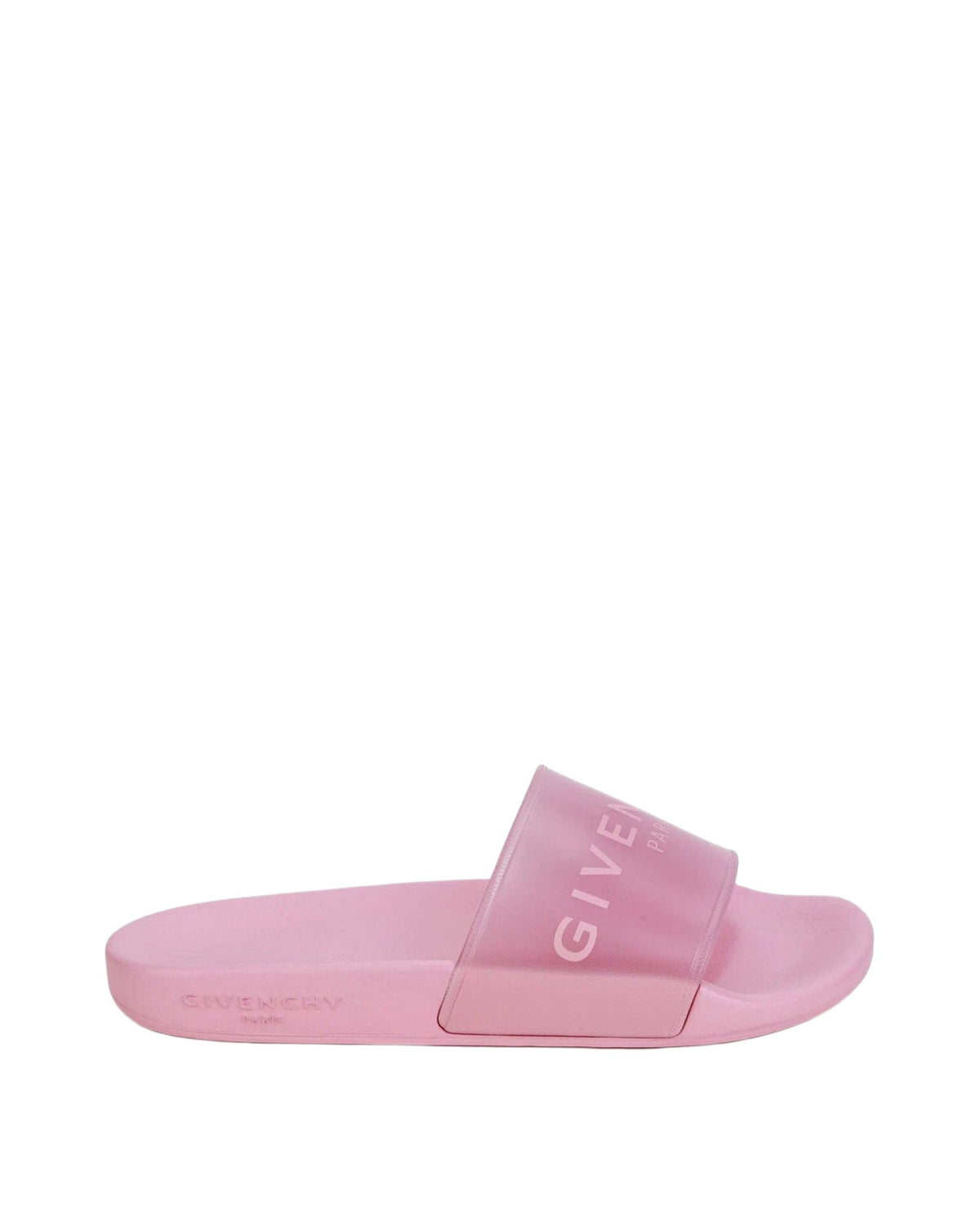 Sandales slide translucide avec sigle - Rose Friandi