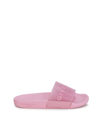 Sandales slide translucide avec sigle - Rose friandise