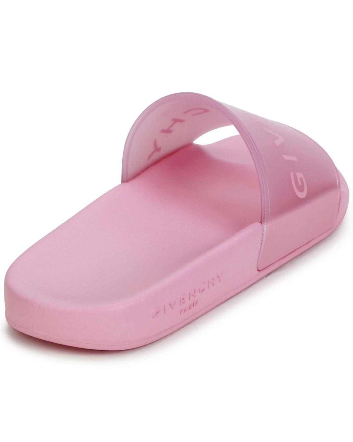 Sandales slide translucide avec sigle - Rose Friandi
