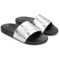 Sandales slide en cuir de mouton par embossage - Silver