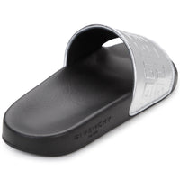 Sandales slide en cuir de mouton par embossage - Silver