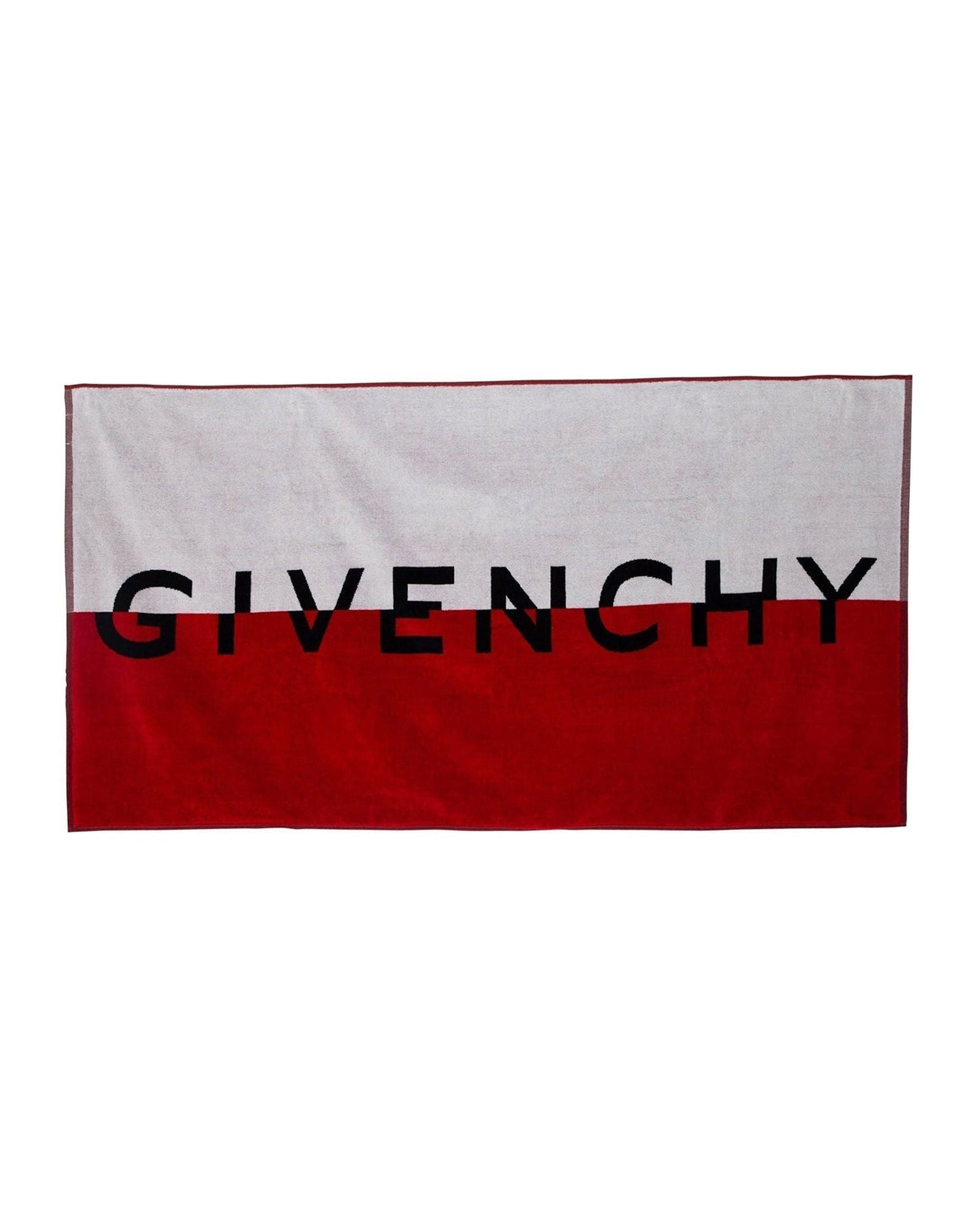 Serviette de plage color-block en éponge - Blanc Rouge