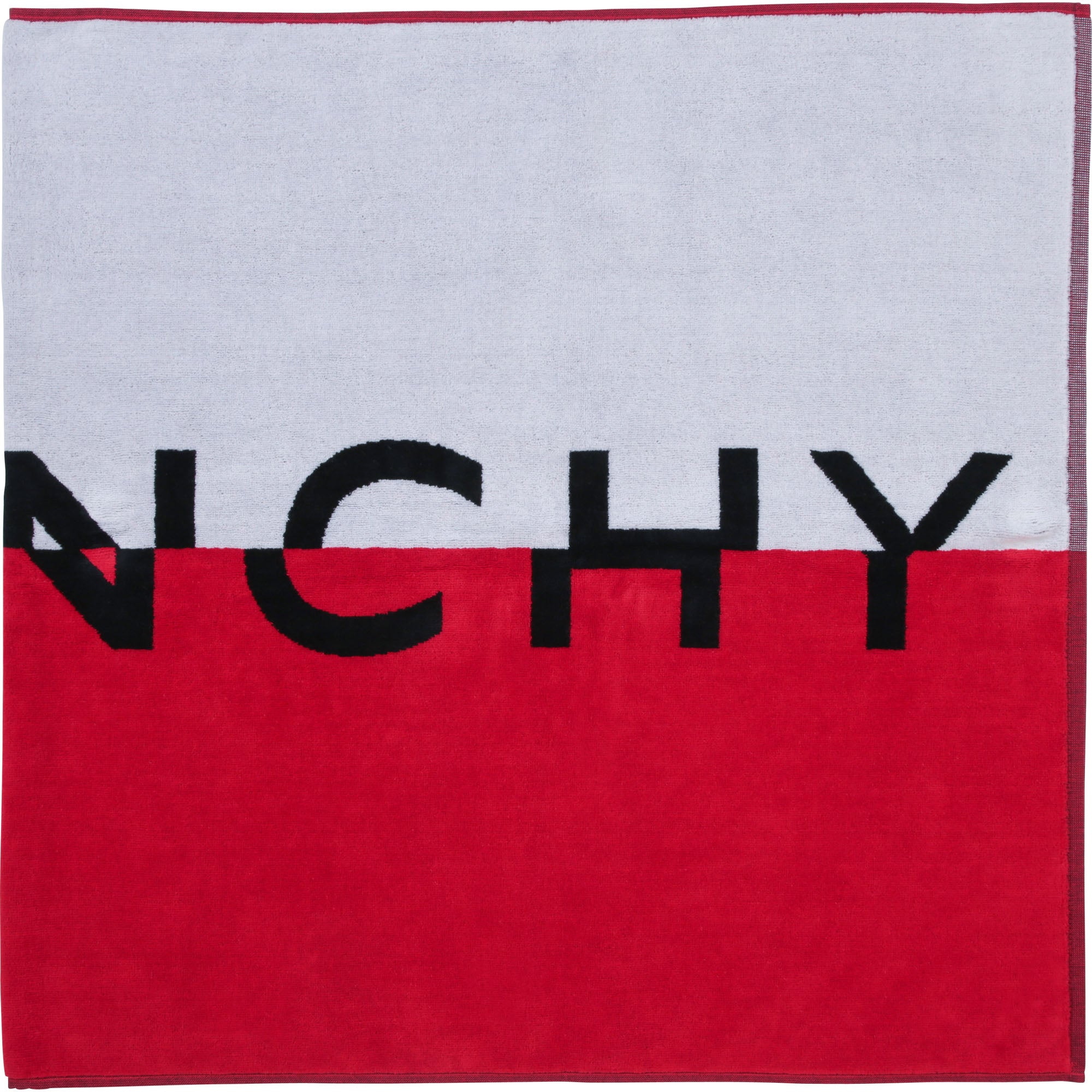 Serviette de plage color-block en éponge - Blanc Rouge