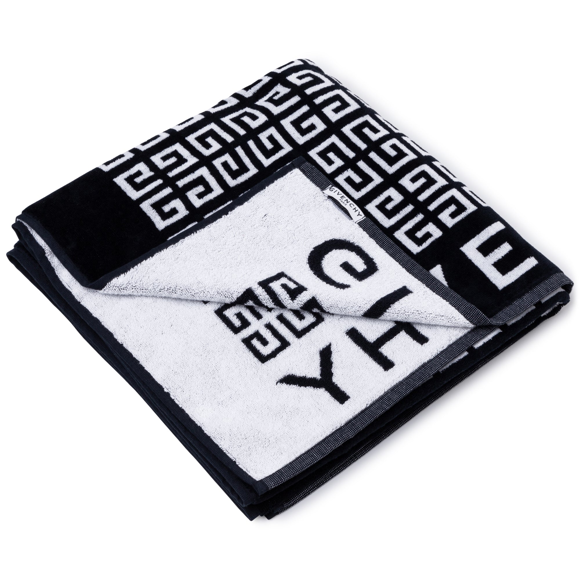 Serviette de plage en éponge - Noir blanc