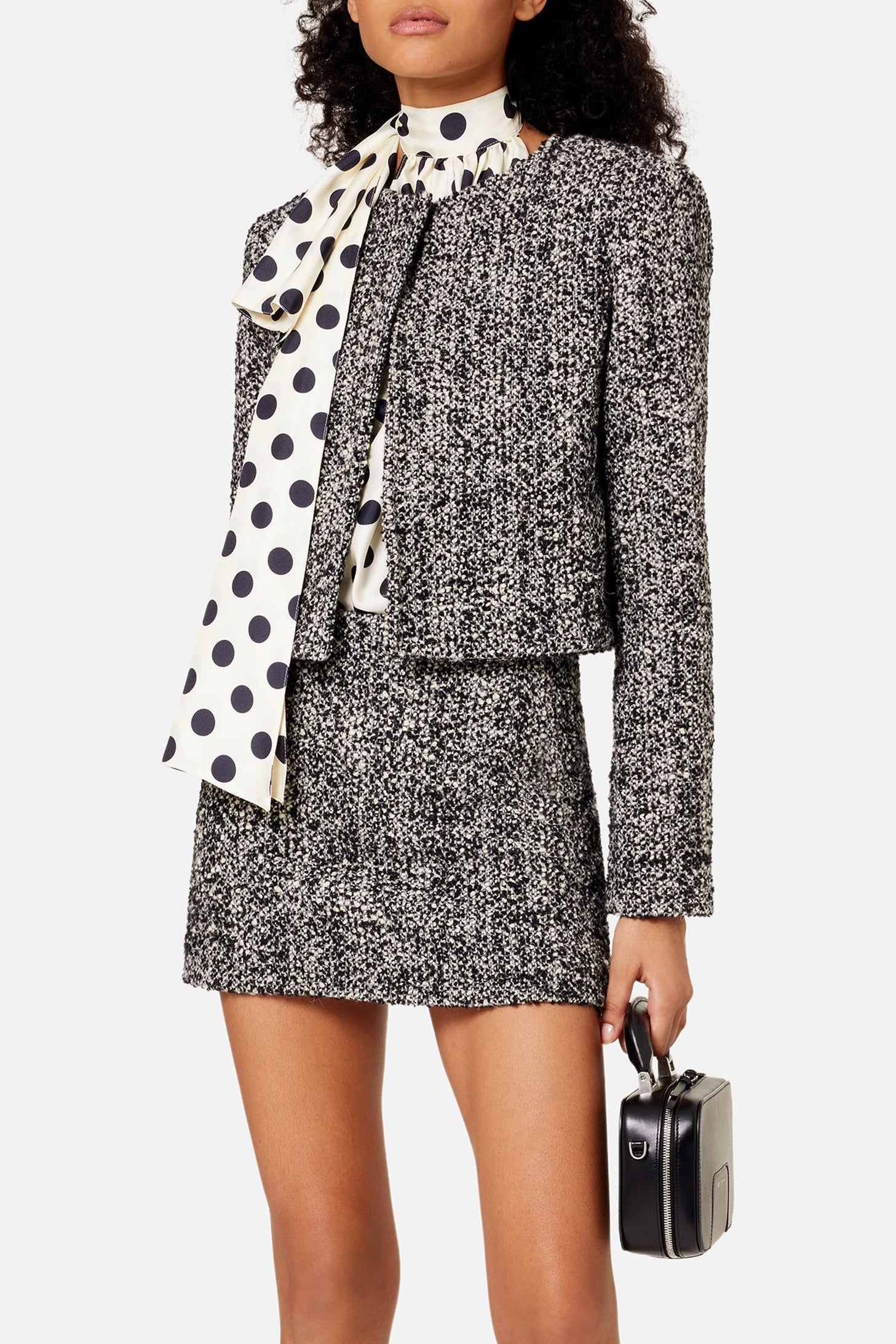 Veste courte à poignées fendues en laine - Black & Off White