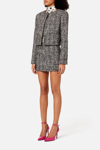 Veste courte à poignées fendues en laine - Black & Off White