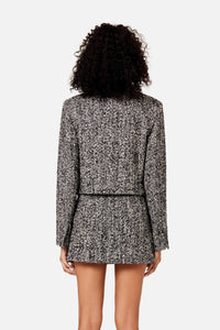 Veste courte à poignées fendues en laine - Black & Off White