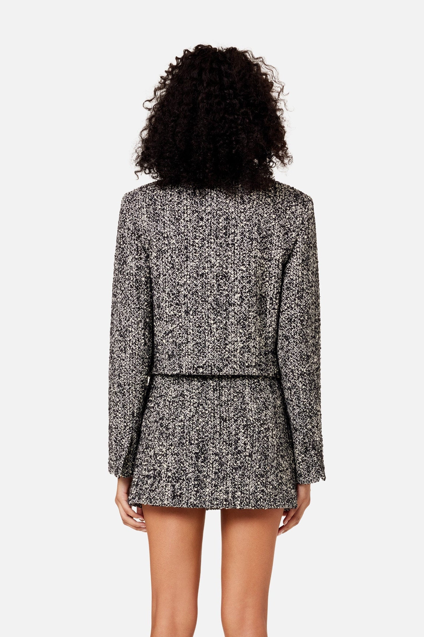 Veste courte à poignées fendues en laine - Black & Off White