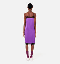 Robe midi à bretelles avec dentelle en soie - Purple