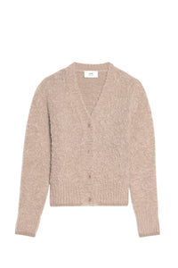 Cardigan brossé en laine - Beige