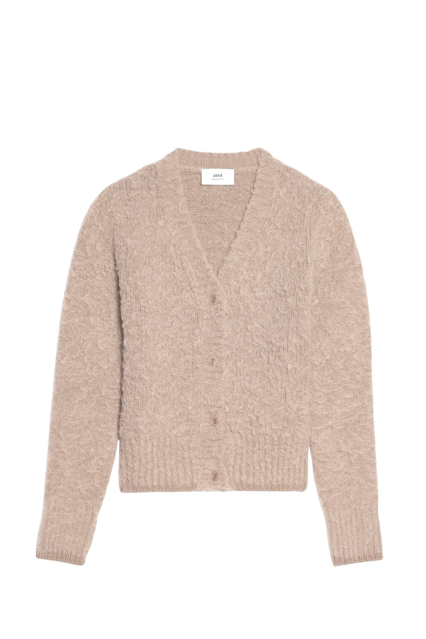 Cardigan brossé en laine - Beige