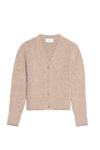 Cardigan brossé en laine - Beige