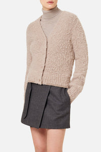 Cardigan brossé en laine - Beige