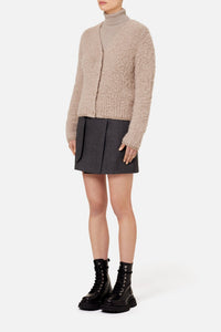 Cardigan brossé en laine - Beige