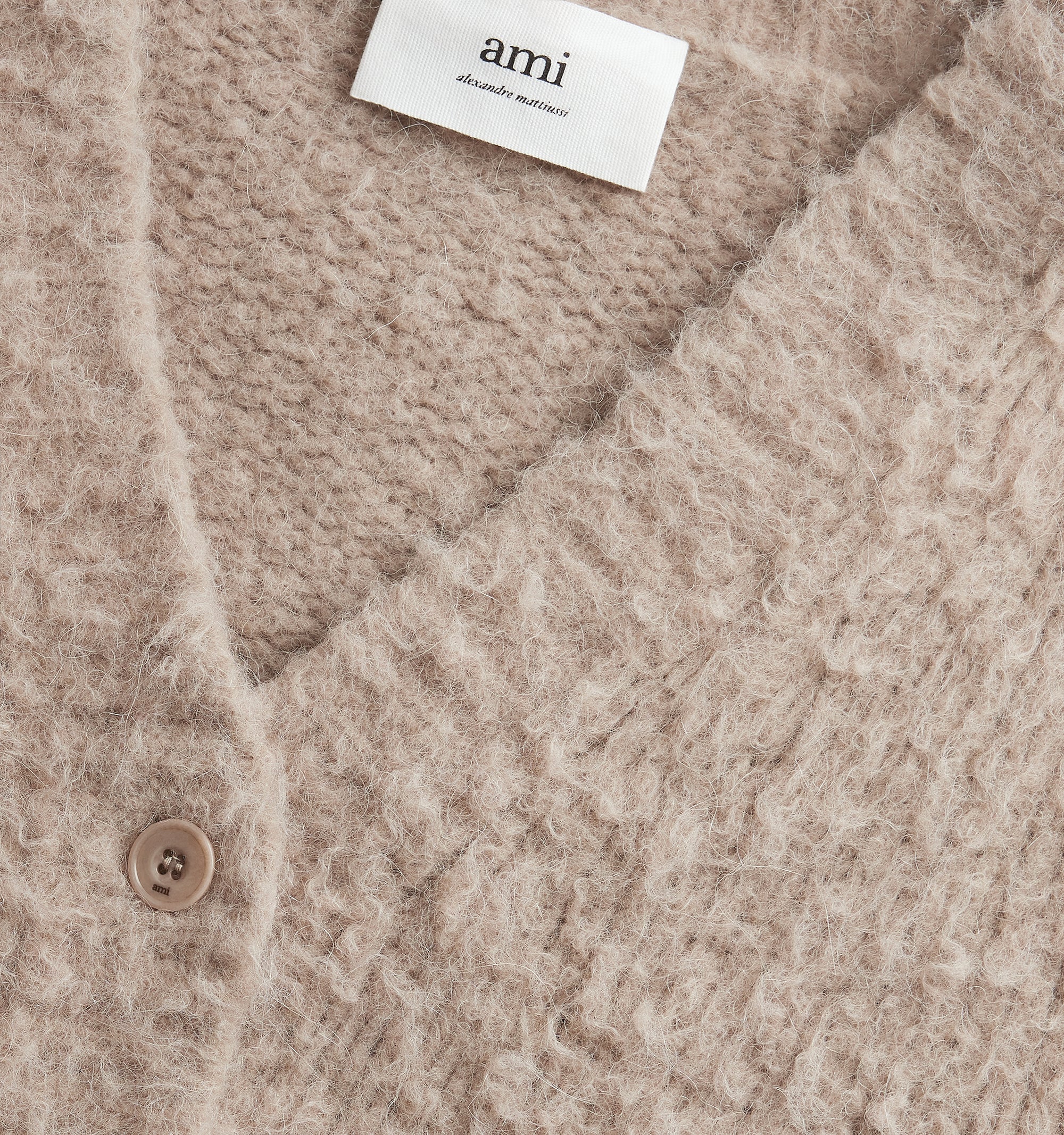 Cardigan brossé en laine - Beige