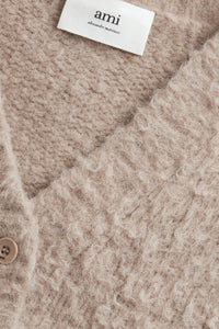 Cardigan brossé en laine - Beige