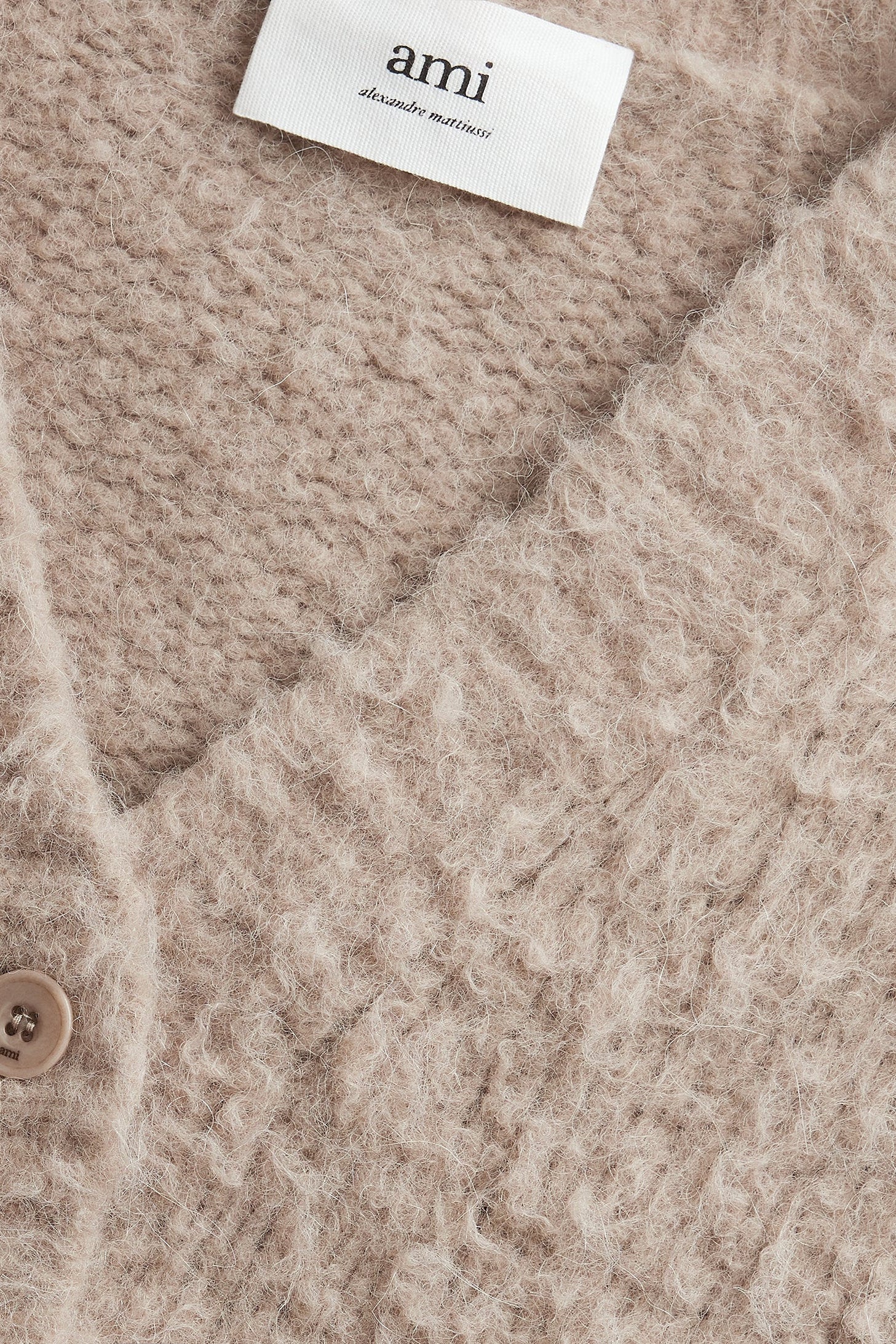 Cardigan brossé en laine - Beige