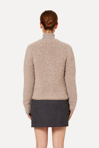Cardigan brossé en laine - Beige