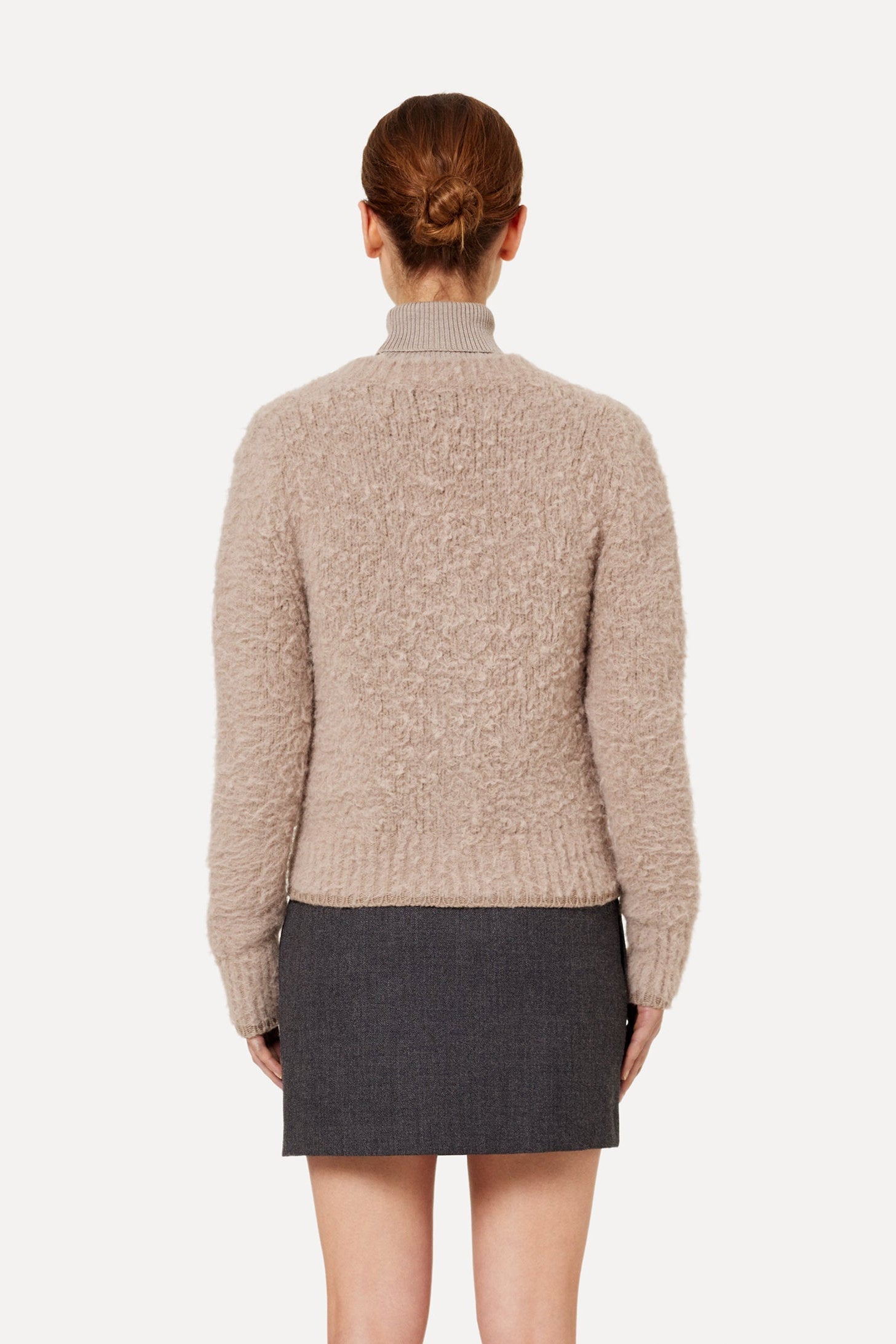 Cardigan brossé en laine - Beige