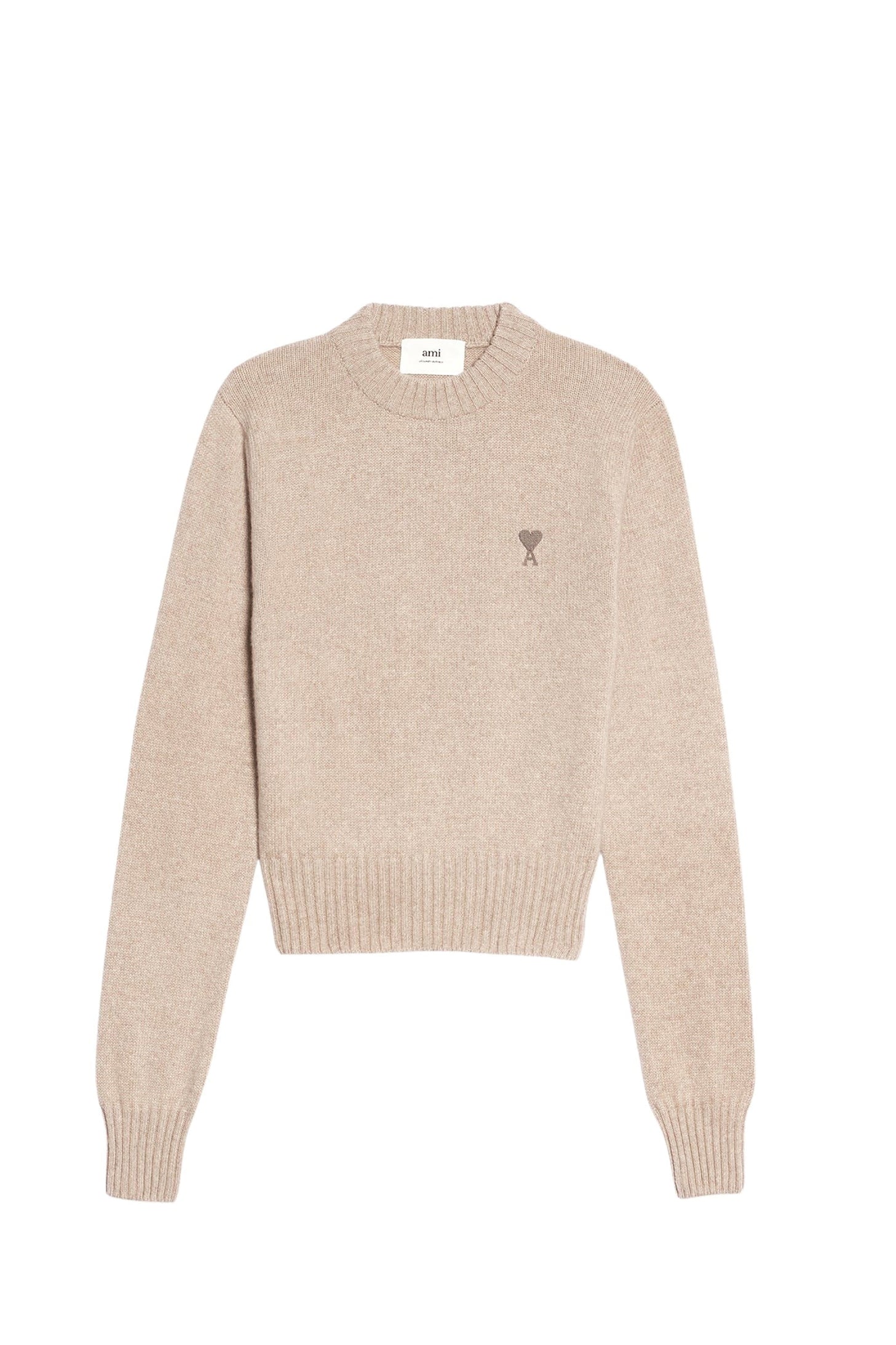 Ami de Cœur round-neck cashmere and wool jumper - Beige