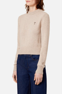 Ami de Cœur round-neck cashmere and wool jumper - Beige