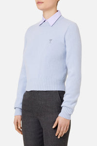 Pull Ami de Cœur à col rond en cachemire et laine - Pale Blue