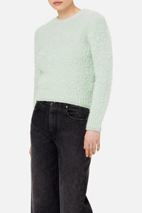 Pull brossé à col rond en laine - Pale Green