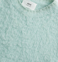 Pull brossé à col rond en laine - Pale Green