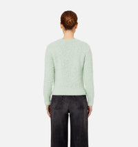 Pull brossé à col rond en laine - Pale Green