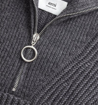 Pull camionneur côtelé en laine - Heather Grey