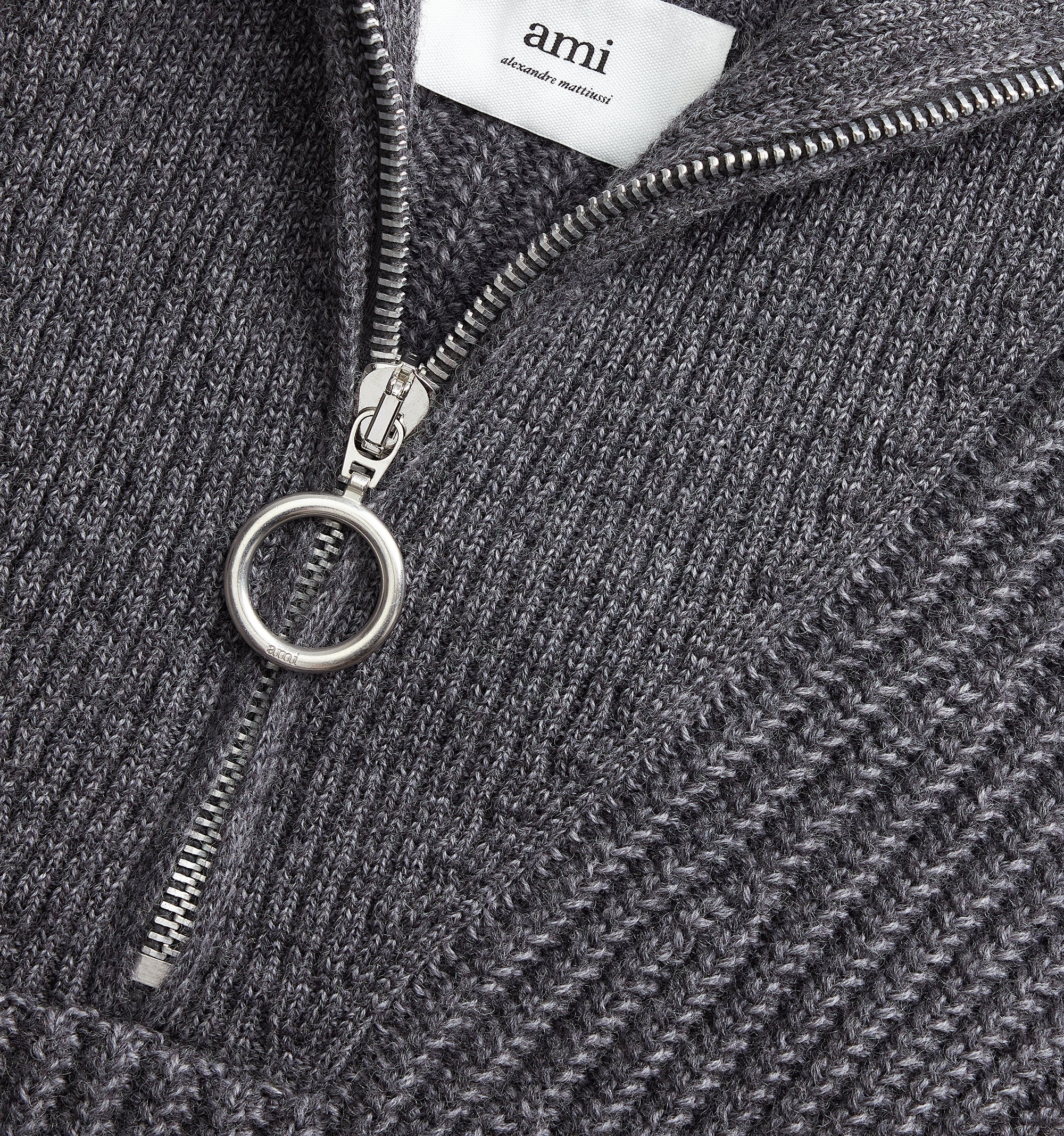 Pull camionneur côtelé en laine - Heather Grey